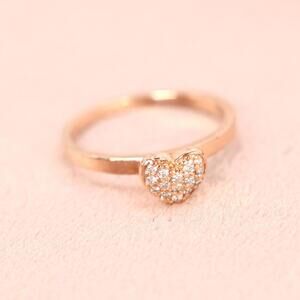 10kt Rose Gold Pave Diamond Heart Ring Stacker Jared Galleria Size 5.5